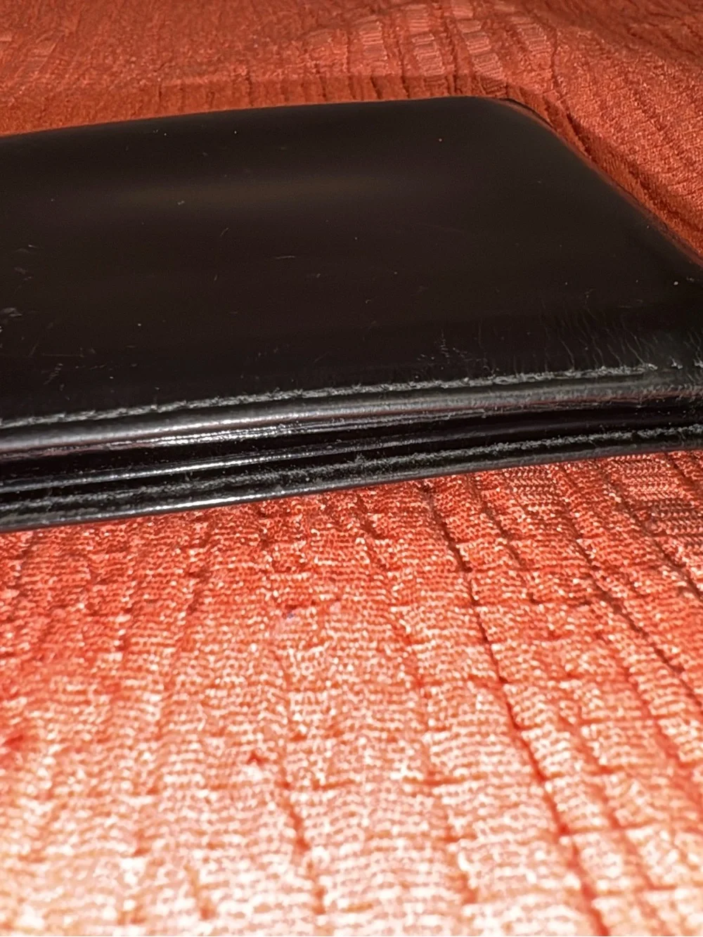 Prada Black Leather Men's Bi-Fold Wallet with Metal Corner